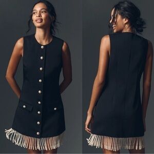 NWT Anthropologie Endless Rose Beaded Fringe Mini Dress